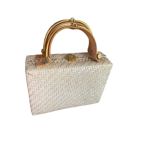 Rodo woven handbag made in Italy cream brown gold vintage luxury - Picture 1 of 7